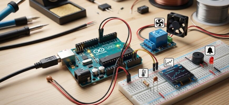 6 Прикладных схем с термисторами NTC в Arduino проектах: от простого измерения до управления